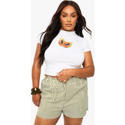 boohoo Plus Stripe Woven Elasticated Flippy Short - Green