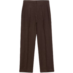 Mango Straight Fit Linen Suit Trousers - Brown