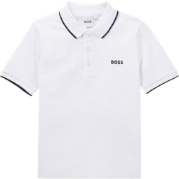HUGO BOSS Kid's Piqué with Printed Logo Polo Shirt - White (J25P26-100)