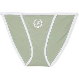 PINK Cotton String Bikini Panty - Green Garden P Laurel Graphic
