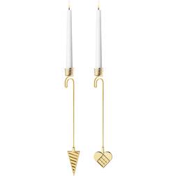 Georg Jensen Heart and Cone Set 2025 Gold Christmas Tree Candleholder 2pcs