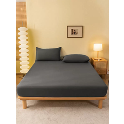 Shein 1pc Solid Fitted Soft Protector Seasons Dustproof NonSlip Bed Sheet Grey (132x71cm)