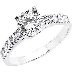 Precious Stars Round Cut Engagement Ring - White Gold/Transparent