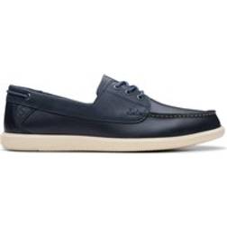 Clarks Bratton Boat Navy Leather Boat Shoes - Blue