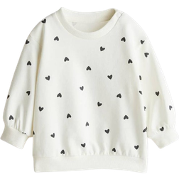 H&M Cotton Sweatshirt - Cream/Hearts (0579010084)