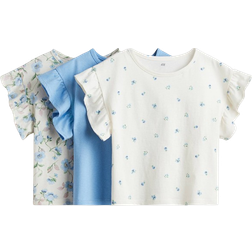 H&M Cotton Tops 3-pack - Light Blue/Floral (1297188003)
