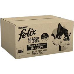 Purina Felix As Good As it Looks Mixed Selection in Jelly Beef, Chicken, Tuna, Cod Wet Cat Food 85g 120-pack