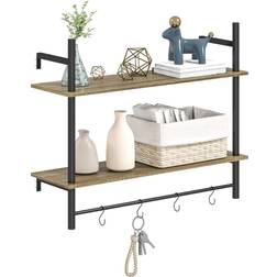 Homcom Unit with 4 Hooks Grey Wall Shelf 80cm