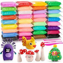 Shein Air Dry Clay Kit,12/ 24 /36/ 48 Colors Modeling Clay Ultra Light Magic Clay With Tools,Safe And Modeling Clay,Ideal Gift For Kids (Clay+ Tools,Color Random),Clay,Air Dry Clay,Polymer Clay,Clay,Air Dry Clay,Slime
