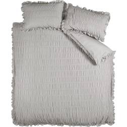 Catherine Lansfield Seersucker Frill Duvet Cover Silver (200x200cm)