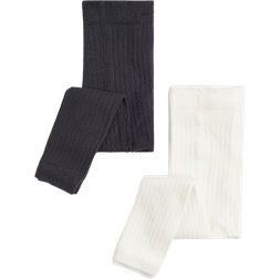 H&M Baby 2er-Pack Gerippte Strumpfhosen ohne Fuß Grau 98/104