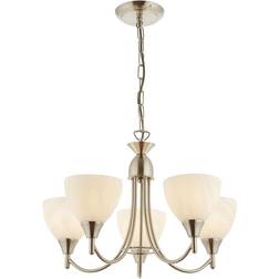 Endon Alton Satin Chrome/Matt Opal Pendant Lamp ∅ 45cm