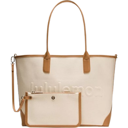 Lululemon Classic Canvas Tote Bag 16L - Natural/Chestnut Brown