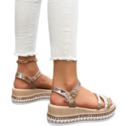 Shein Summer Dressy Platform Sandals, Fabric Knot Beach Wedge Thick Bottom Roman Sandals With Rivet Decoration, Bohemian Open Toe Elastic Ankle Strap Breathable Comfortable Casual Elegant Flat Sandals