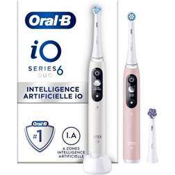 Oral-B iO Serie 6 Electric Toothbrush Duo White/Pink Sand + 3 Brush Heads