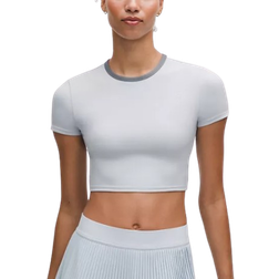 Lululemon Tight-Fit Cropped Shelf-Bra T-shirt - Starch Blue/Solar Grey