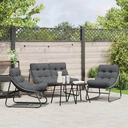 vidaXL Seating Dark Grey Metal Frame Outdoor Lounge Set