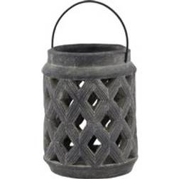 Hill Interiors Amalfi Grey Large Lattice One Size Lantern