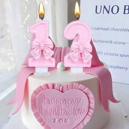 Shein Creative Pink Bow 0-9 Number Candles