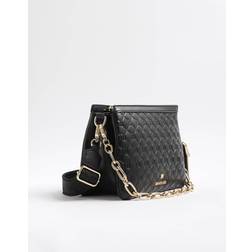River Island Embossed Monogram Chain Cross Body Bag - Black