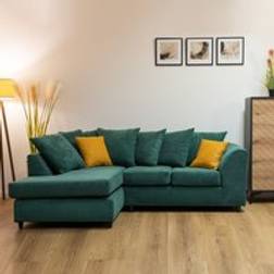Abakus Direct Jumbo Grid Left Hand Corner Green Sofa