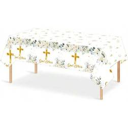Shein Elegant Disposable Tablecloth With Flower Cross