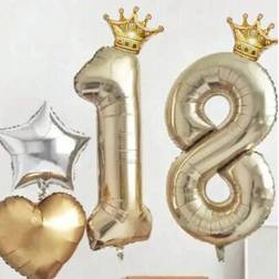 Shein 40-Inch Large Gold Crown Number Balloon