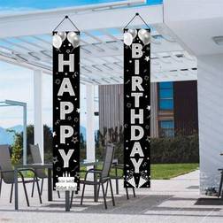 Shein Black White Silver Birthday Door Banner 30.48x180.34cm