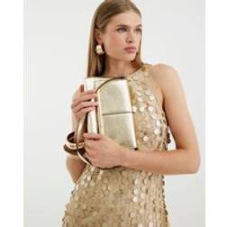 River Island Gold Bar Front Clutch Bag - One Size