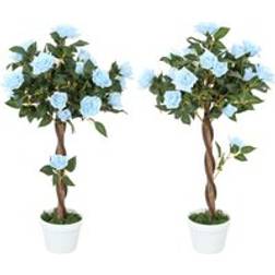 OutSunny Set of 2 90cm Rose Tree Artificial Plant
