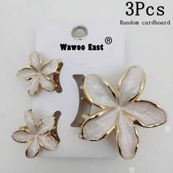 Shein 3Pcs Zinc Alloy Enamel Lily Flower Hair Clip, Cute Girl Hair Accessory For Summer Beach Vacation, Internet Famous Plumeria Hair Clip, Women's Back Of The Head Half Tie Hair Set, Hair Claw, Fairy Hair Clips Hair Jaw Clip Hair Clamps Hair Clutch Hair Catcher Clip Multicolor