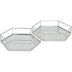 Hill Interiors Silver Hexagon Set Of Two Trays Serving Tray
