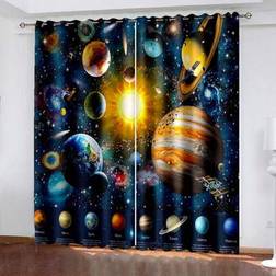 Shein 2pcs Space Planet Printed Sheer Curtains Multi Size