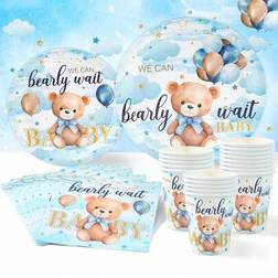 Shein 40pcs Blue Bear Theme Gender Tableware Set