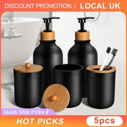 Shein 5 Pcs Black Bathroom Accessories Set