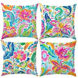 Shein 4pcs Abstract Art Floral Leaf Print Pillow Covers Cushion Cover