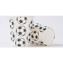 Shein 10 25pcs 9oz White Football Design Paper Cups
