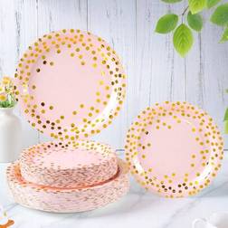 Shein 7 9 Inch Pink Gold Polka Dot Disposable Paper Plates