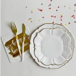 Shein 80pcs Elegant White Disposable Paper Plates