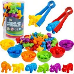 Shein 1 Set Kids Child Educational Counting Soft Rubber Animal Montessori Early Learning Cognitive Toys