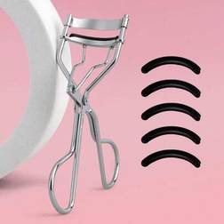 Shein Portable Silver Eyelash Curler 5 Silicone Pads - Stainless Steel