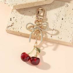 Shein Unisex Red Cherry Key Chain Butterfly Decor