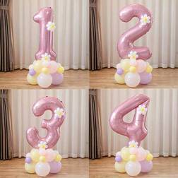 Shein 20pcs Pink Number Column Foil Balloon Set