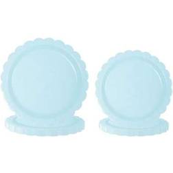 Shein Light Blue Scalloped Paper Plates Set