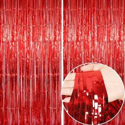 Shein Shiny Red Tinsel Curtain Background Decoration