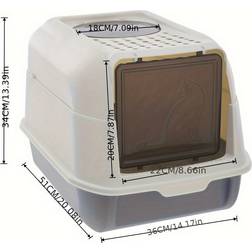 Temu Self-cleaning Hooded Cat Litter Box Grey