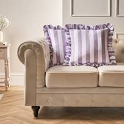 OHS Striped Frill Covers 45 x 45 cm Lilac Cushion Cover Purple