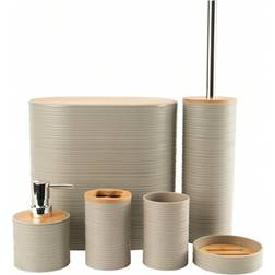 Shein Bathroom Accessories Set 6 Pieces Bamboo Bath Ensemble