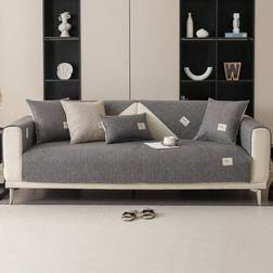 Shein Imitation Linen Fabric Pet Anti-Dirty Cushion Loose Sofa Cover Beige, Grey