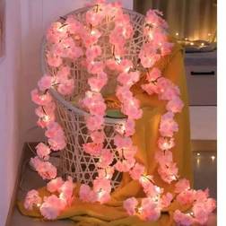 Shein Pink Artificial Cherry Blossom Vine Lights String Light